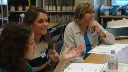 Teachers collaborate during a Guided Math workshop