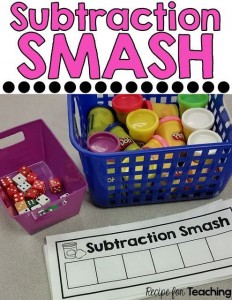 Preschool and Kindergarten Guided Math Subtraction Activities called Subtraction Smash